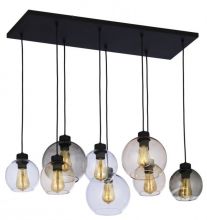 cubus lampa wisząca czarna klosze dymne 8x60W E27